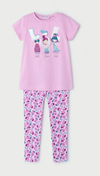 Mayoral - 2-teiliges Set/ T-Shirt LOL & Leggings malve